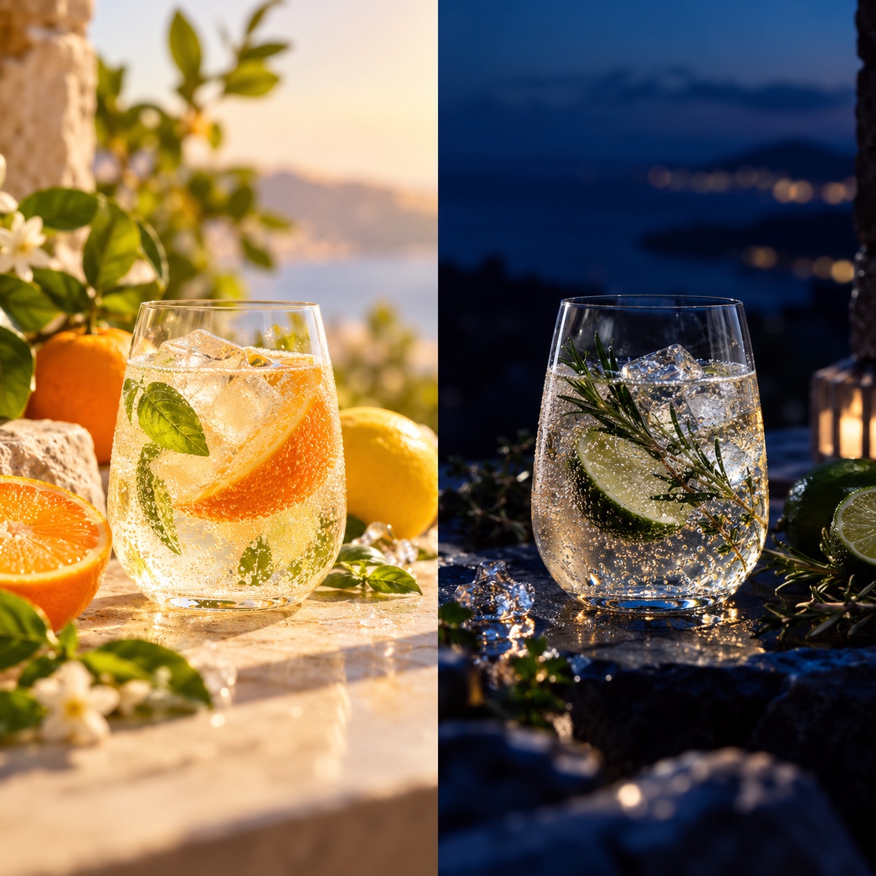 Contrasting campaign scenes for two creative concepts